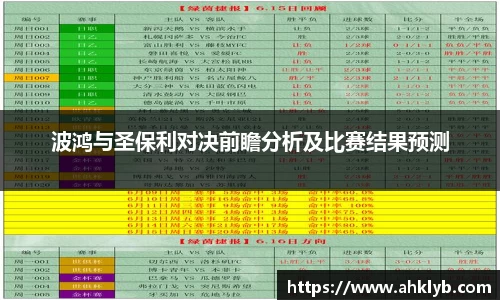 波鸿与圣保利对决前瞻分析及比赛结果预测
